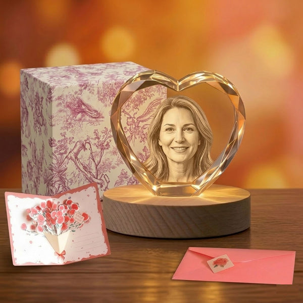 3D Crystal Beveled Heart